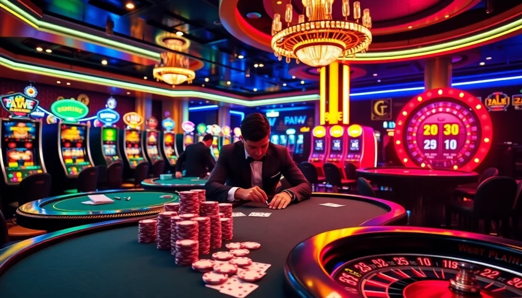 Players strategizing at a poker table in a vibrant casino as they enjoy ww88 com gaming.