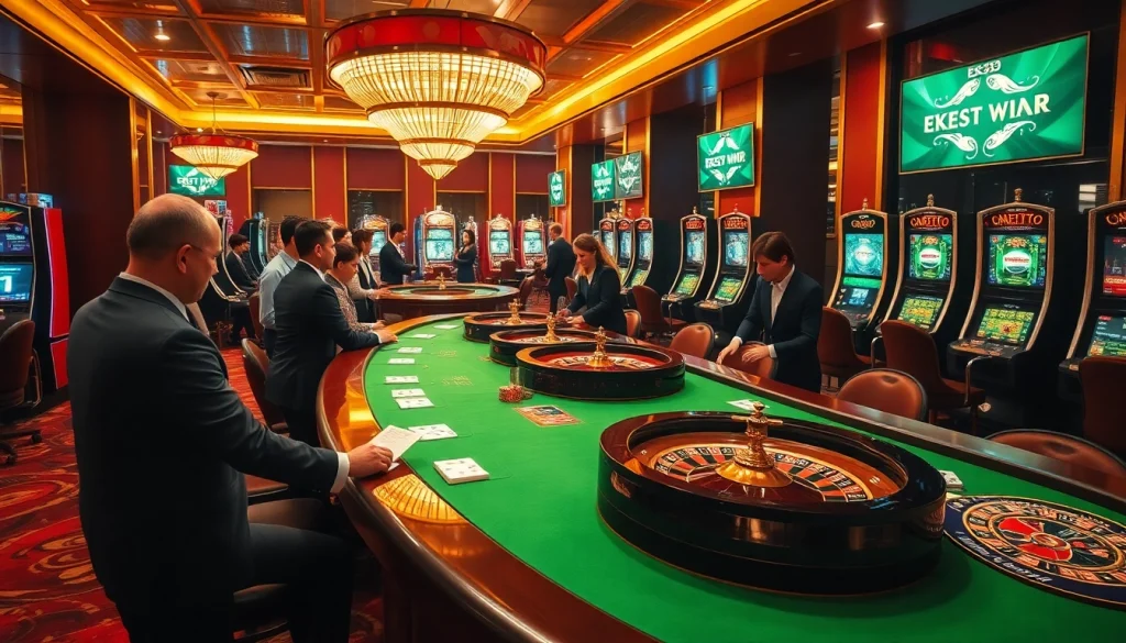 Experience the thrilling action at EK333 casino with vibrant tables and eager players.