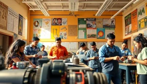 Students learning at trade schools in southern California, engaging with hands-on projects.