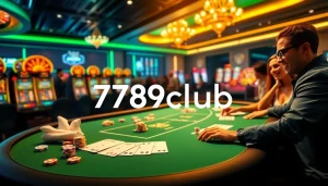 Engage with thrilling games at 789club, featuring a vibrant casino setup of cards and dice.