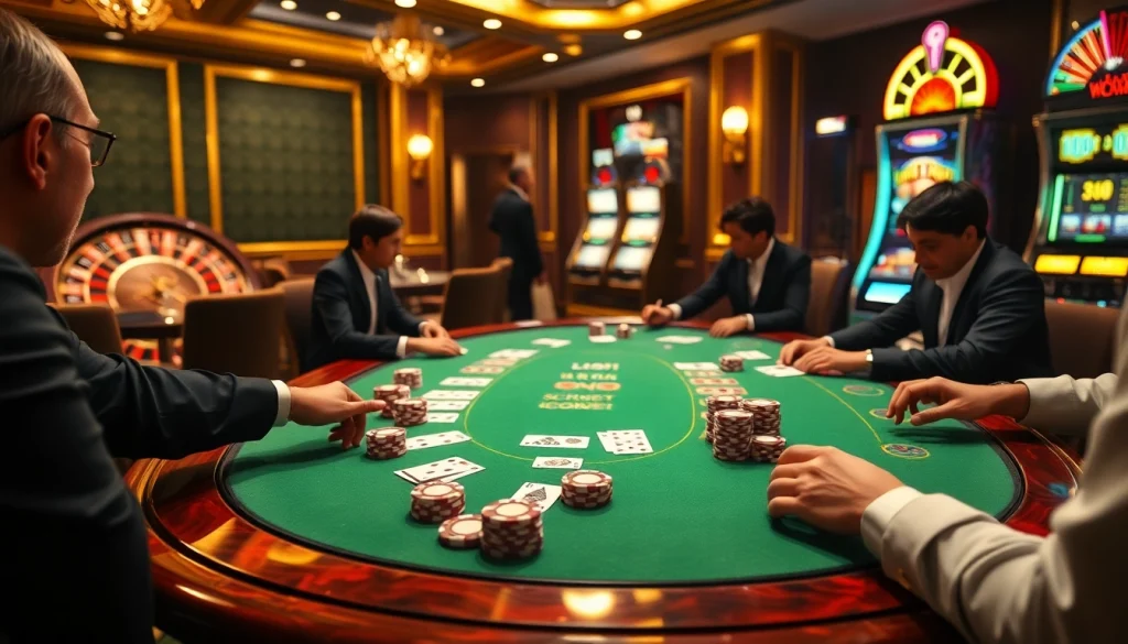 Experience high-stakes excitement at TT88 with players engaging in poker at a professional casino table.