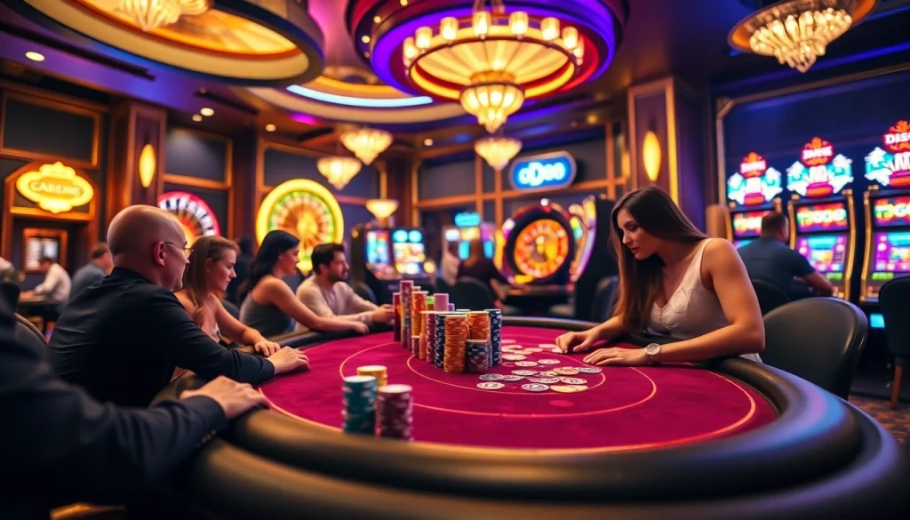 Tham gia niềm phấn khích JD88 tại bàn casino sôi động với những chip màu sắc rực rỡ.