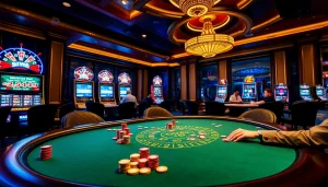 Experience thrilling gameplay at u88's vibrant casino tables with poker chips and roulette.