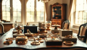 Schmuckankauf mit hochwertigen Schmuckstücken auf einem eleganten Tisch deutlich sichtbar.