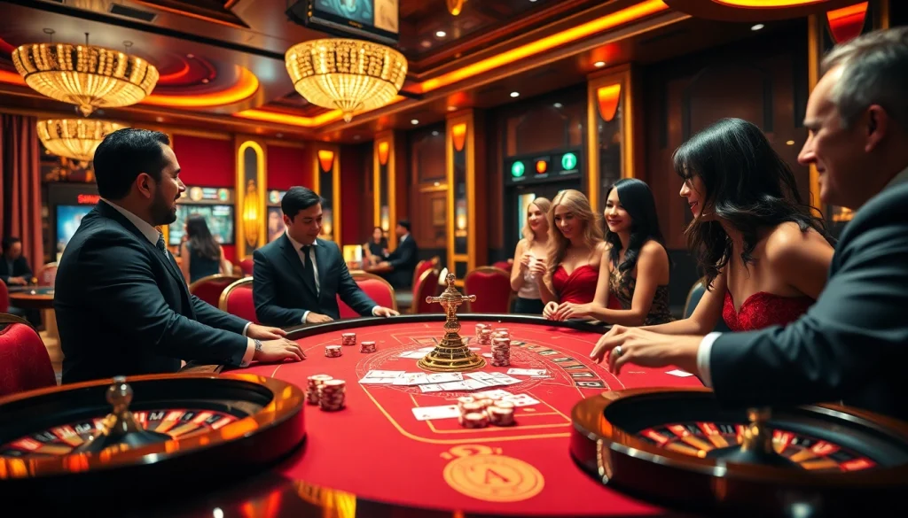 Experience thrilling gameplay at sumvip's exciting casino tables filled with poker chips and cards.