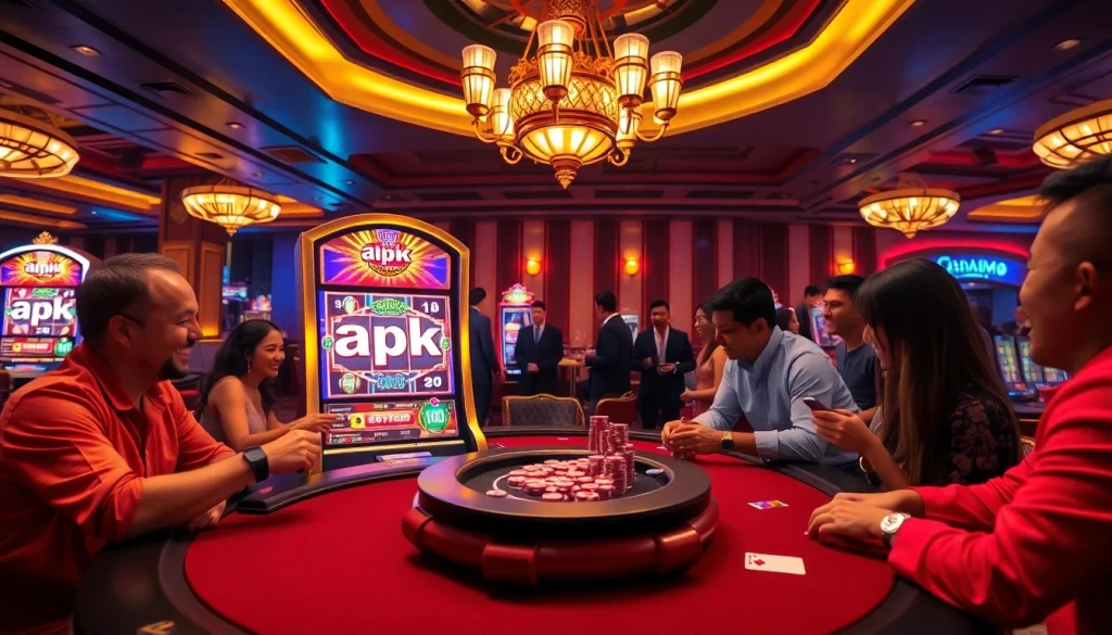 Experience the thrill of apk jaya at an exciting casino setting with modern slot machines and vibrant poker gameplay.