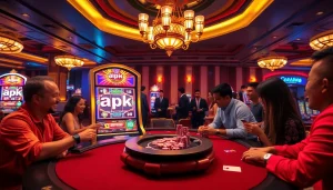 Experience the thrill of apk jaya at an exciting casino setting with modern slot machines and vibrant poker gameplay.