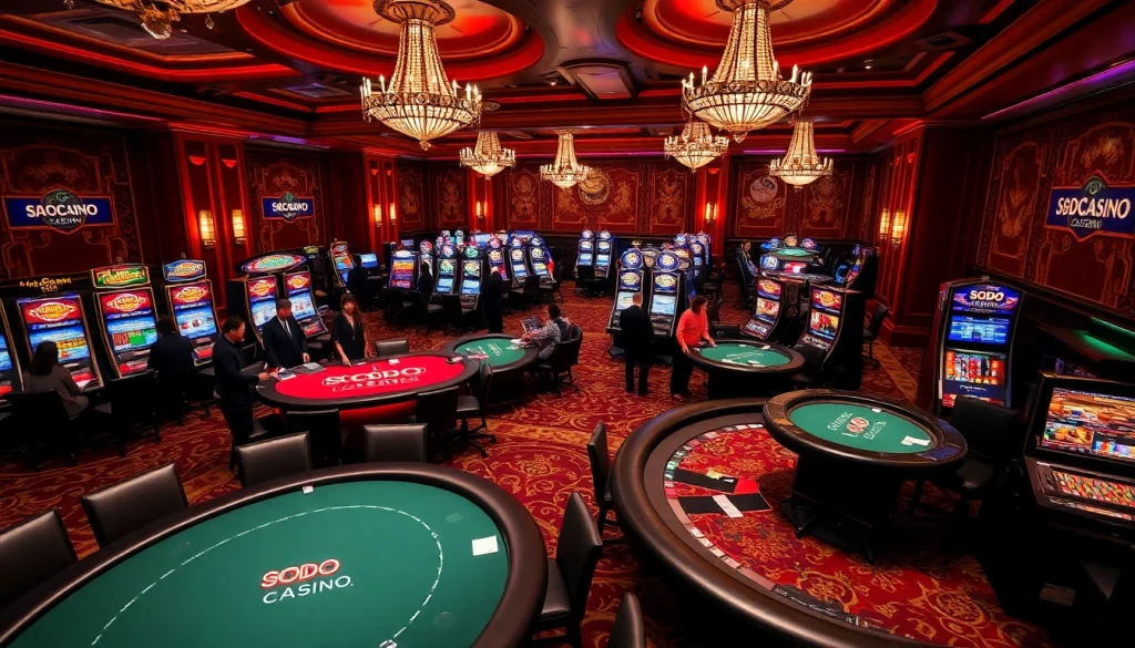 Players enjoying a thrilling experience at SODO Casino's vibrant gaming tables.
