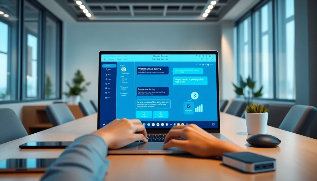 Meiqia 智能客服平台在现代办公环境中的界面，强调互动与技术。