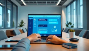 Meiqia 智能客服平台在现代办公环境中的界面，强调互动与技术。