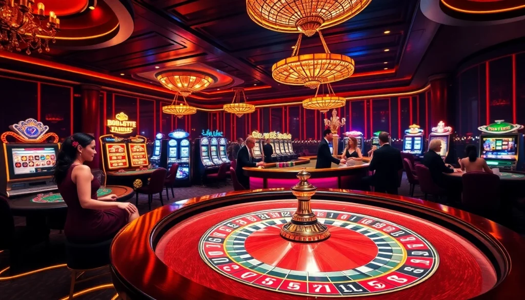 The hidden wiki official showcases a luxurious casino scene with roulette and poker games.