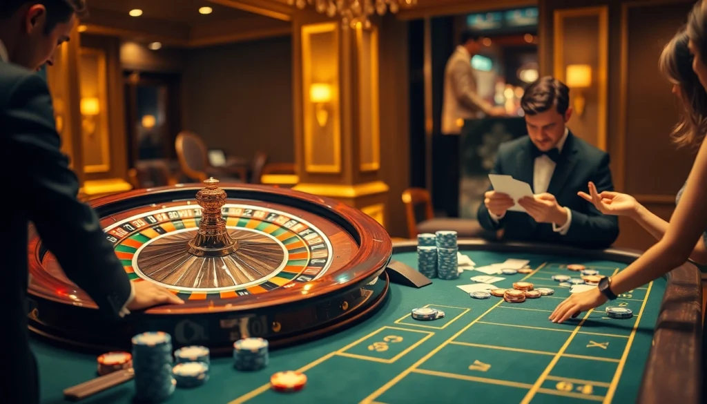 Players strategizing at the poker table with chips and cards, highlighting https://rr88.navy/ for thrilling gambling experiences.