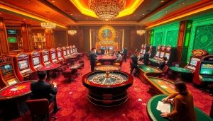 Experience the thrill of PS 99 in an exciting casino scene filled with poker tables and slot machines.