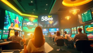 Exciting digital casino scene highlighting 58ee's modern gaming interface with slots and sports betting.