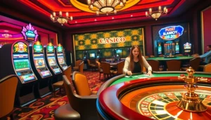 Players enjoying exciting casino games at 55WW with vibrant tables and live dealers.