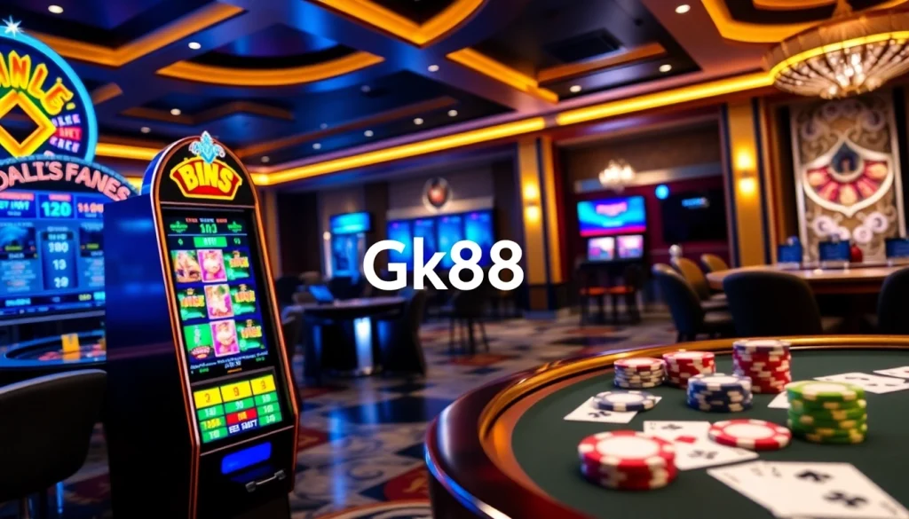 Gk88 offers a thrilling casino experience with vibrant slot machines and engaging poker games.