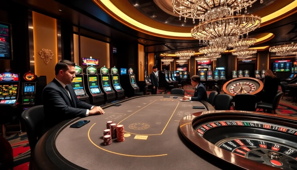 Engaging S8 gaming scene with poker tables, slot machines, and vibrant casino atmosphere.
