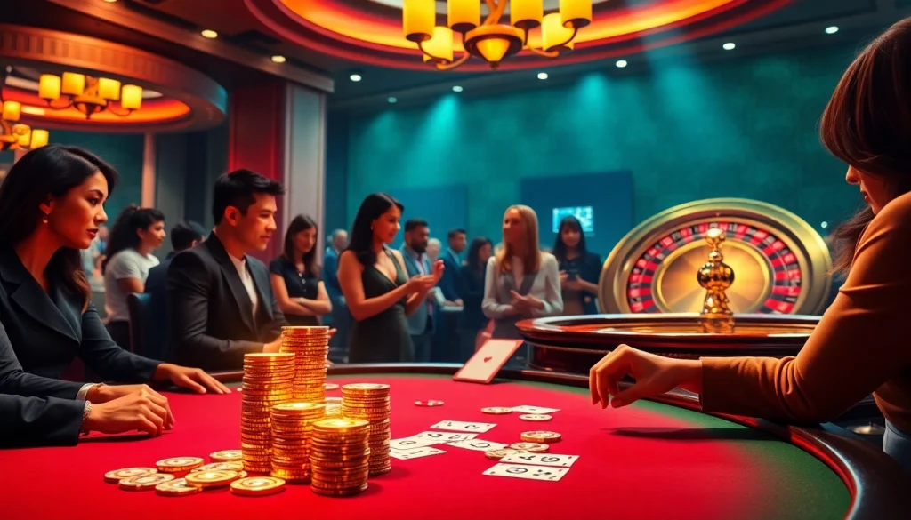 SODO Casino players enjoying poker and roulette in a luxurious ambiance.