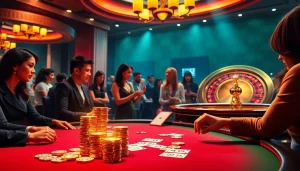 SODO Casino players enjoying poker and roulette in a luxurious ambiance.