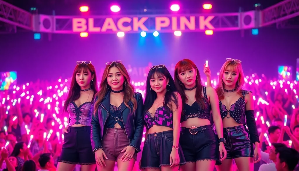 BLACKPINK news highlights the group's electrifying concert performance with vibrant visuals.