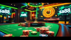 Experience the excitement of online gambling at sa88 with vibrant casino scenes.
