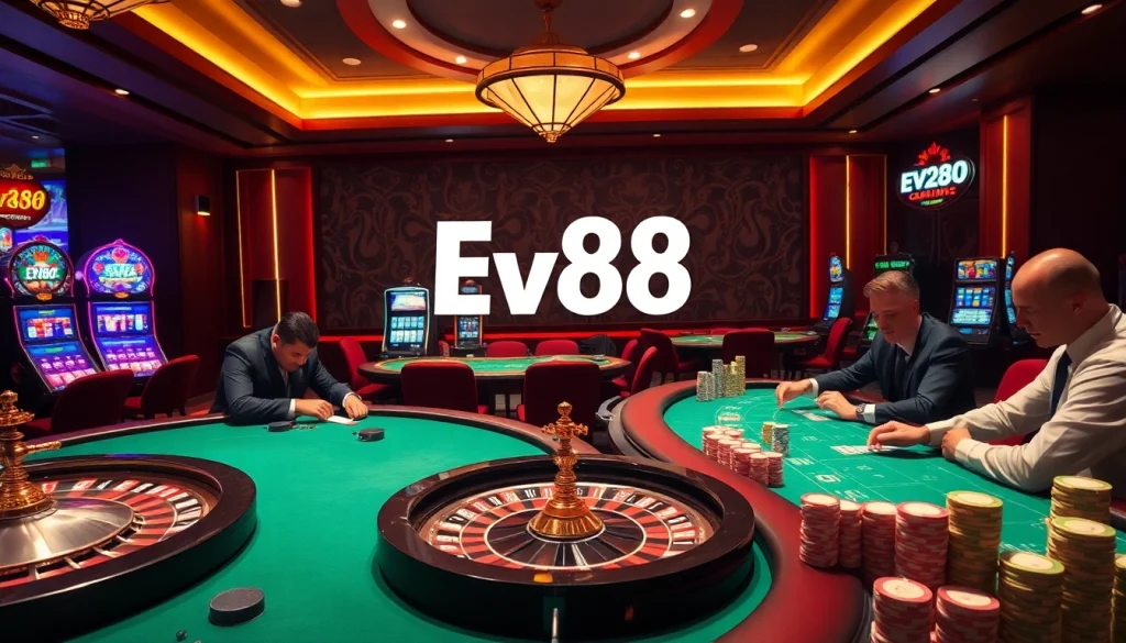 Experience the thrilling atmosphere of high-stakes gambling at Ev88 casino tables.
