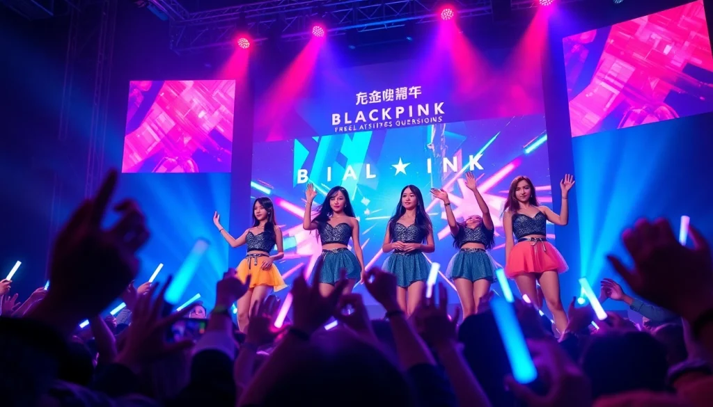 Capture Blackpink news in a vibrant concert scene showcasing the group's dynamic performance.