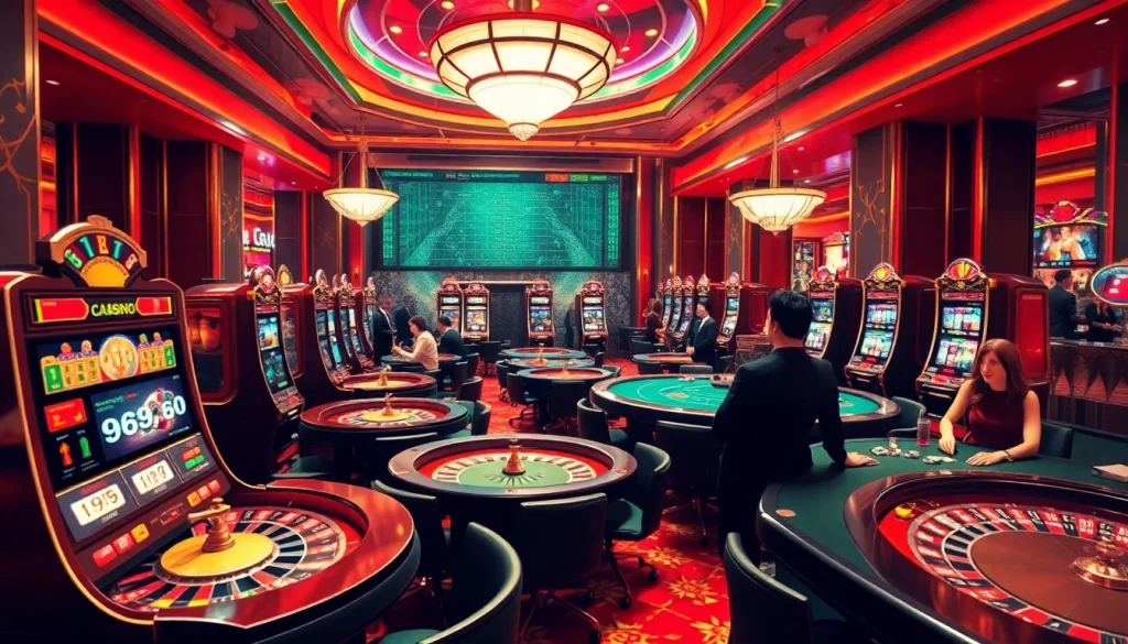 Engage in thrilling gaming action at GK88 casino, featuring vibrant tables and exciting players.