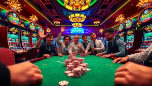 Players at a poker table enjoying 88i bet with colorful chips and exciting games.