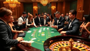 Players celebrating a win at go99 casino with vibrant table games and cheerful dealers.