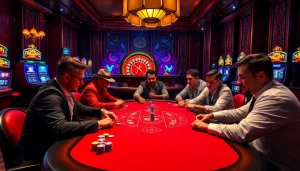 Engaging players at a luxury BDJL poker table showcasing high-stakes gaming excitement.