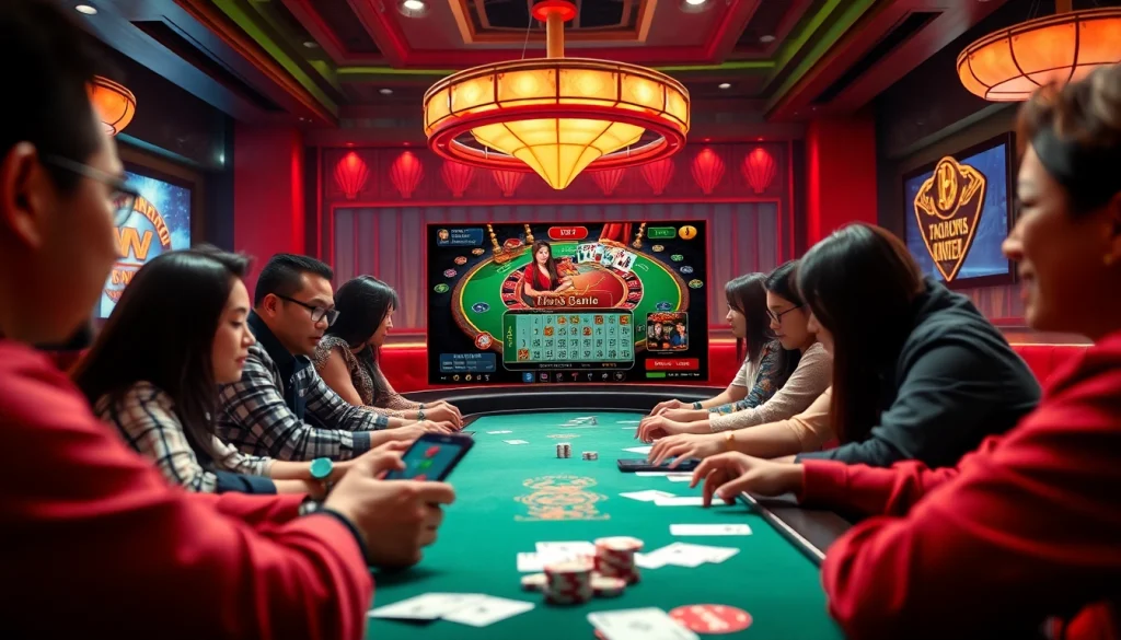 An engaging online gaming experience at gamebaidoithuong.com.vc featuring popular card games and vibrant digital interfaces.