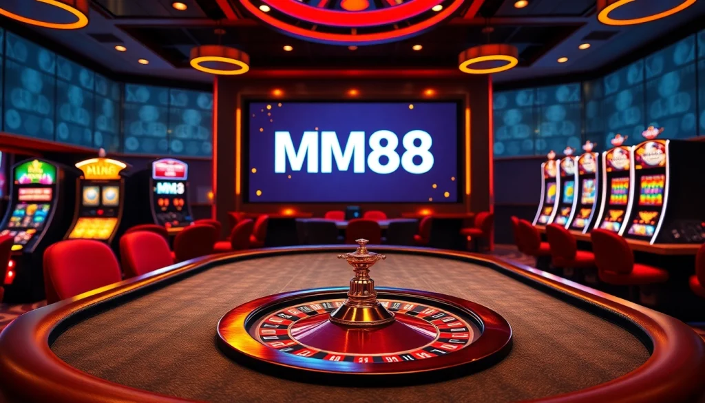Experience the excitement of MM88 with vibrant casino elements and engaging gambling activities.