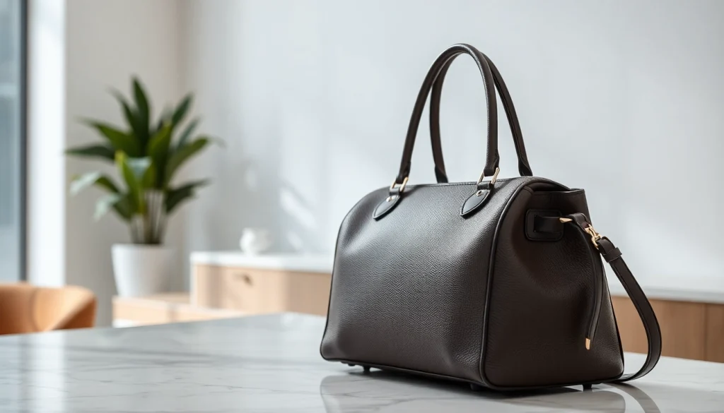 레플리카 핸드백을 고급스러운 환경에서 강조하여 보여주는 사진