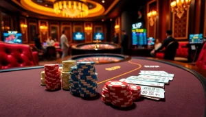 Intently placing bets at SLVIP, the trusted online gaming platform showcasing a luxurious poker table.