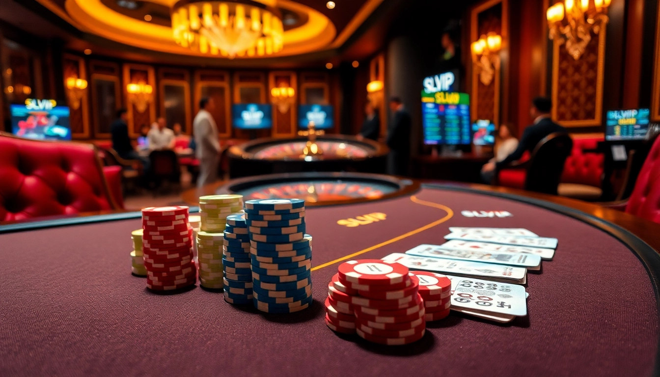 Intently placing bets at SLVIP, the trusted online gaming platform showcasing a luxurious poker table.