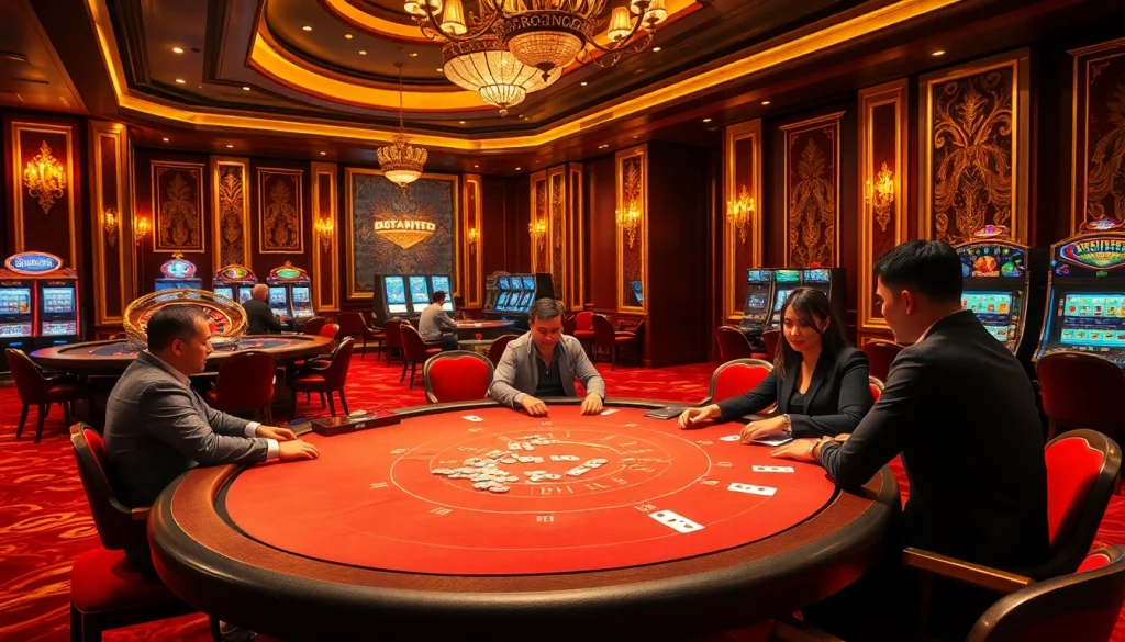 Experience the thrill at the meilleur casino en ligne with players at a lively poker table.
