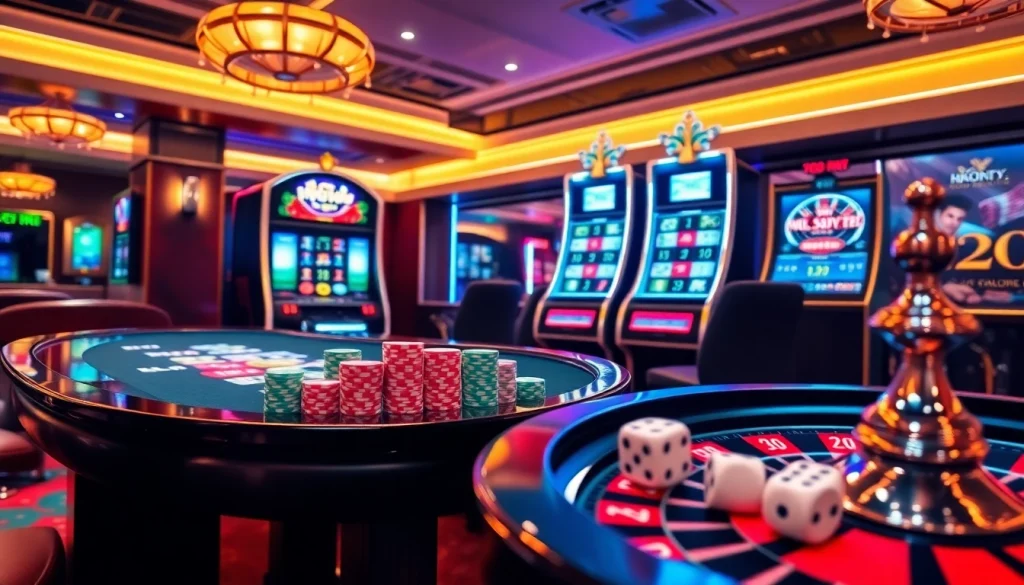 Experience high-stakes excitement at TG88 with vibrant gambling visuals showcasing poker chips and slots.