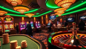 Engaging players enjoying exciting games at 789F casino with vibrant gaming tables and slot machines.