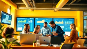 Collaborative team at https://www.pnmmedia.com discussing digital marketing strategies.