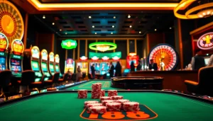 Experience exhilarating gameplay at TK88 Casino with vibrant slot machines and poker chips.