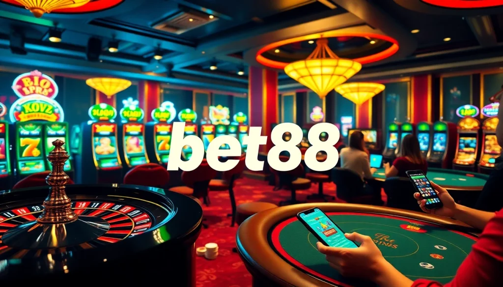 Experience the thrill of betting with bet88 in a luxurious casino environment filled with engaging games.