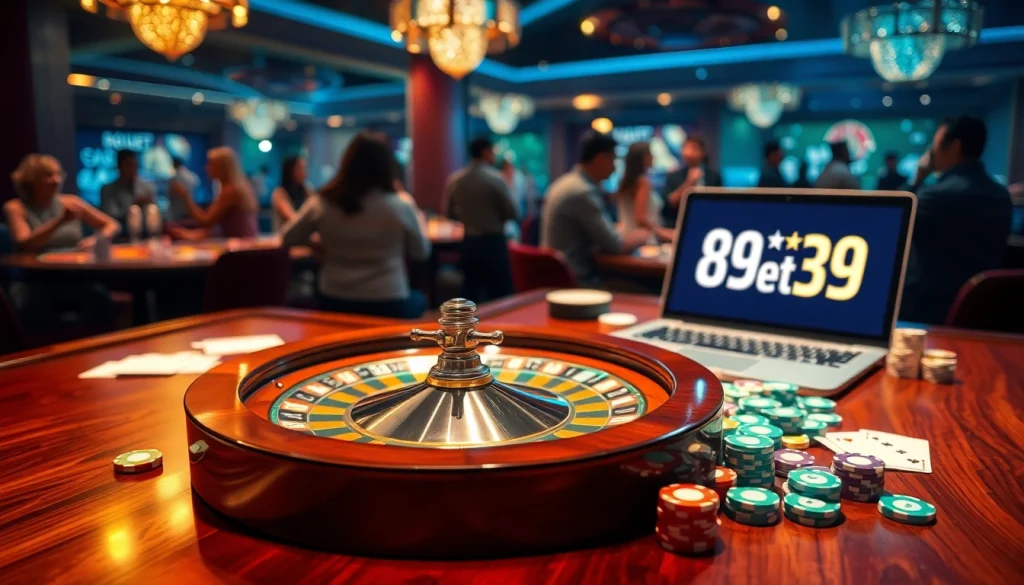 Exciting roulette action at 89bet39 casino, showcasing colorful chips and an engaging atmosphere.