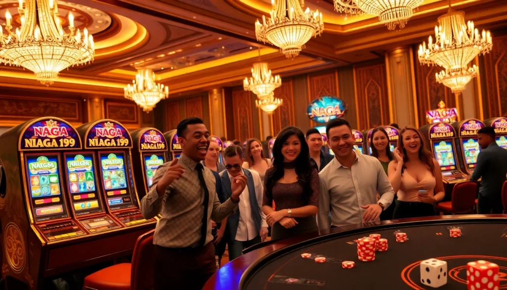 Experience the excitement of NAGA169 slot in a vibrant casino atmosphere with engaging players.