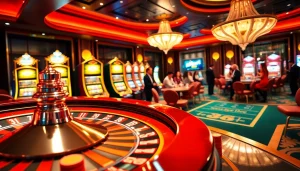Experience the thrill of thabet777 at a vibrant casino table with roulette and colorful chips.