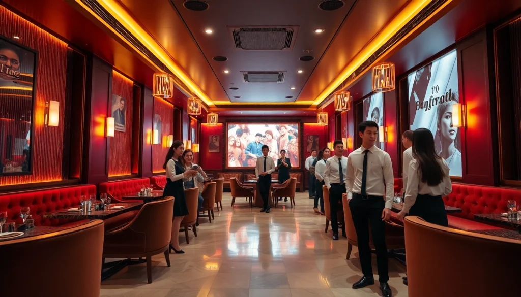 Suwon셔츠룸 offering a luxurious atmosphere with elegant interiors and stylish staff engaging with guests.