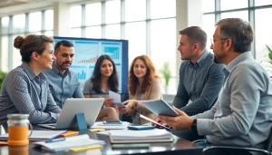 Analyze your Find competitor customer list with a business team in a modern office.