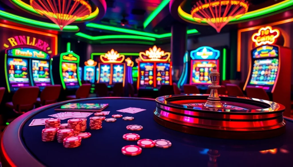 Experience the thrilling atmosphere of online gambling at https://789paka.com with a vibrant casino setting.