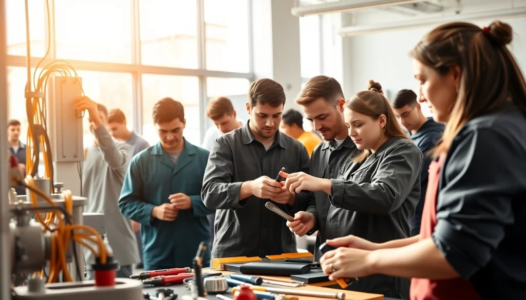 Students learning at trade schools in southern California, showcasing hands-on skills and collaboration.