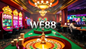 Exciting WE88 online casino scene with vibrant games and players engaged in thrilling action.